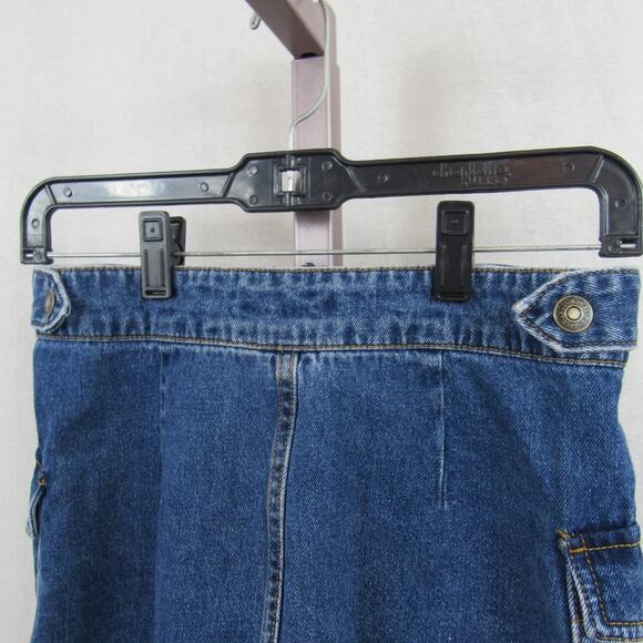 Forever 21 Size Small Denim Front Zip Blue Jean Cargo Mini Skirt Dark Wash - Picture 4 of 5